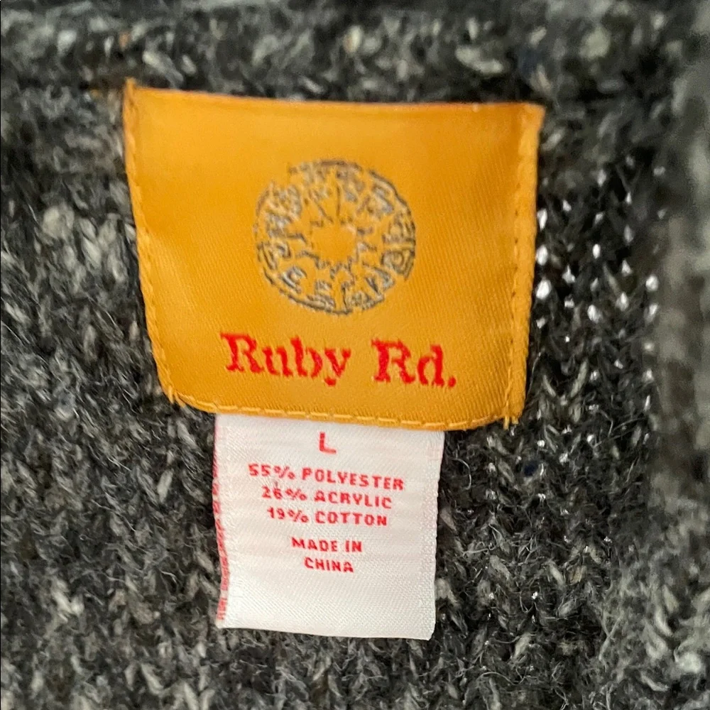 Ruby Rd. Charcoal Ruffled Cardigan - Picture 2 of 5